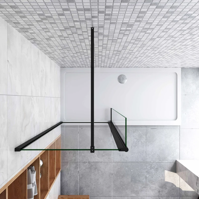 paroi de douche 50-160cm paroi de douche à l'italienne avec un retour pivotant 30/40cm en 8mm verre anticalcaire avec une barre de stabilisation 90cm