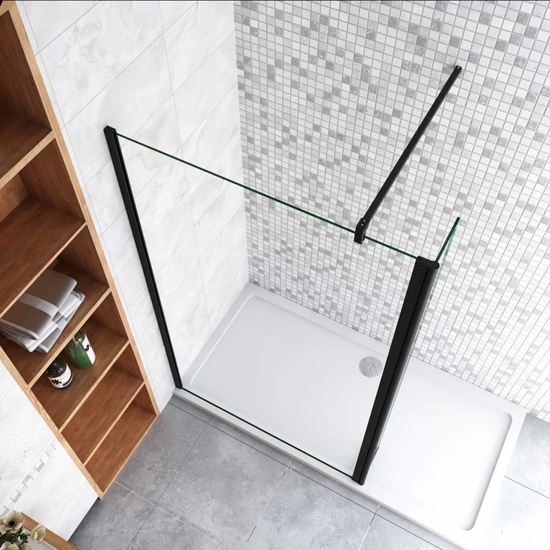 paroi de douche 50-160cm paroi de douche à l'italienne avec un retour pivotant 30/40cm en 8mm verre anticalcaire avec une barre de stabilisation 90cm