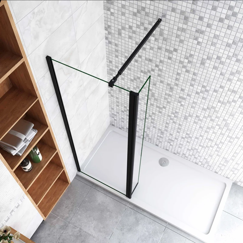 Aica paroi de douche à l'italienne 50-160cm avec un retour pivotant 30/40cm en 8mm verre anticalcaire avec une barre de stabilisation extensible