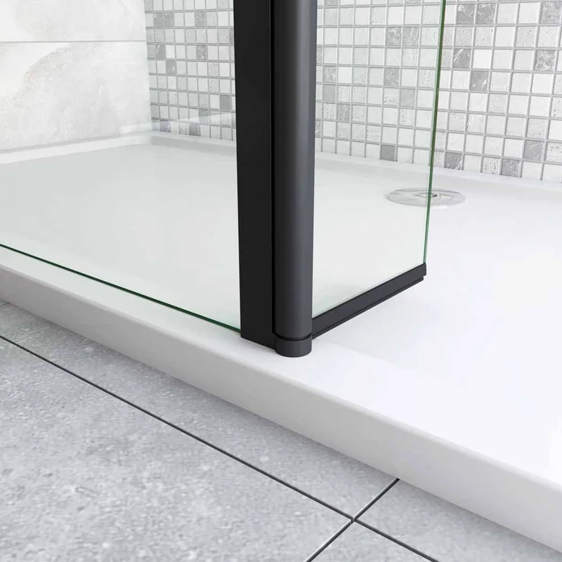Aica paroi de douche à l'italienne 50-160cm avec un retour pivotant 30/40cm en 8mm verre anticalcaire avec une barre de stabilisation extensible
