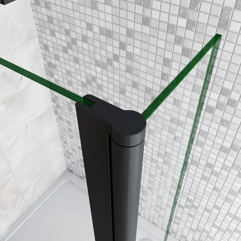 Aica paroi de douche à l'italienne 50-160cm avec un retour pivotant 30/40cm en 8mm verre anticalcaire avec une barre de stabilisation extensible
