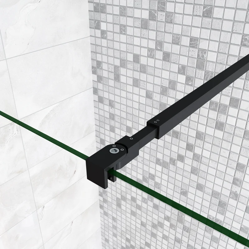 Aica paroi de douche à l'italienne 50-160cm avec un retour pivotant 30/40cm en 8mm verre anticalcaire avec une barre de stabilisation extensible
