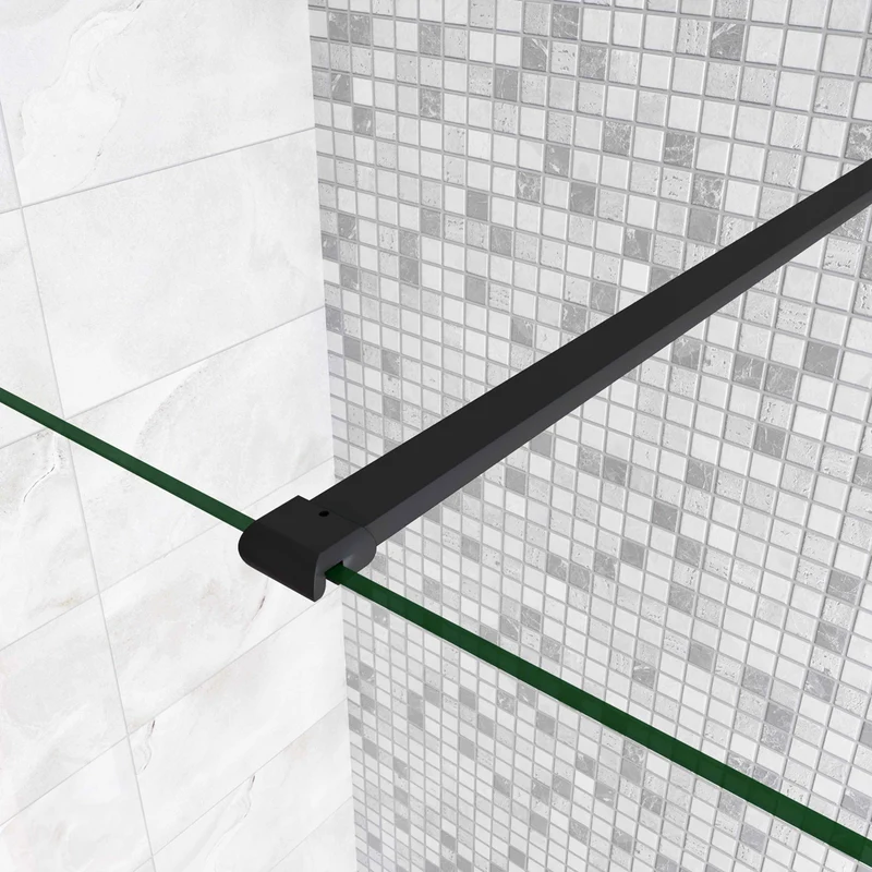 AICA paroi de douche 50-160+30/40x200cm paroi de douche à l'italienne avec un retour pivotant 30/40cm en 8mm verre anticalcaire avec un cadre noire