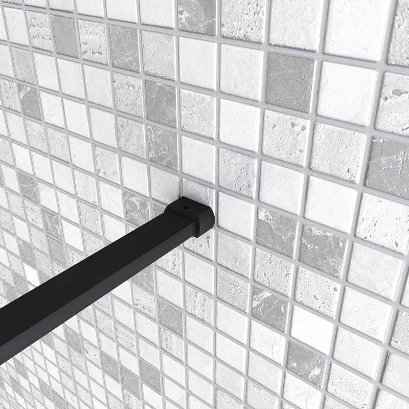 AICA paroi de douche 50-160+30/40x200cm paroi de douche à l'italienne avec un retour pivotant 30/40cm en 8mm verre anticalcaire avec un cadre noire
