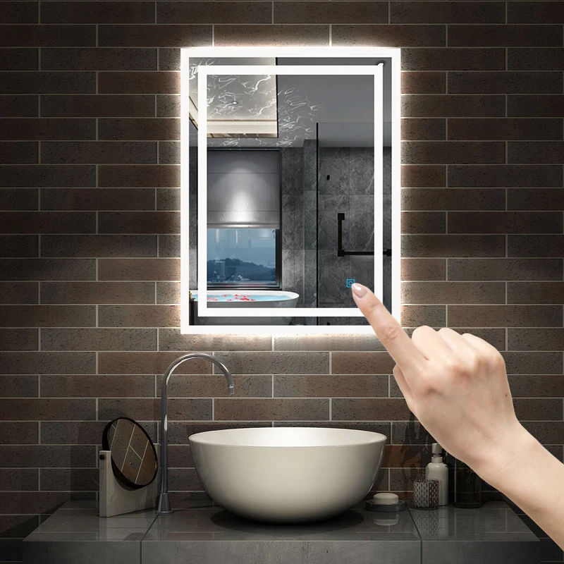 Miroir mural de salle de bain, illumination LED, éclairage intégré, lumière Blanche Froide/Anti-buée 70cmx50cm