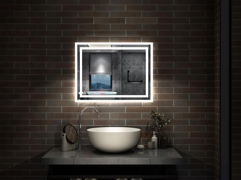 Miroir mural de salle de bain, illumination LED, éclairage intégré, lumière Blanche Froide/Anti-buée 70cmx50cm