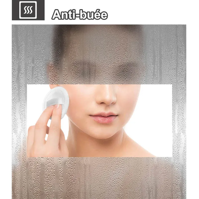 Miroir mural de salle de bain, illumination LED, éclairage intégré, lumière Blanche Froide/Anti-buée 70cmx50cm