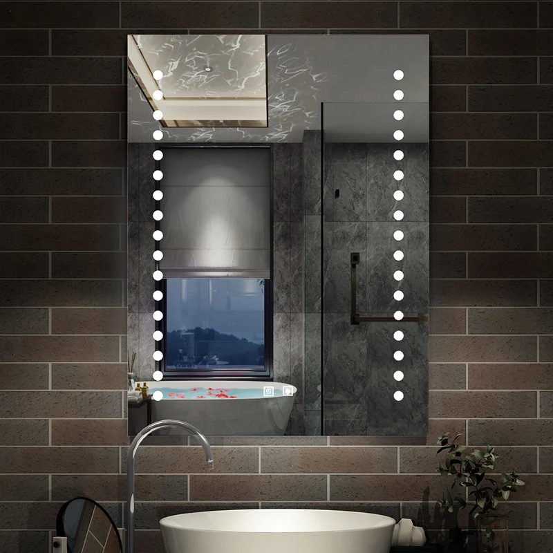 Miroir Mural de Salle de Bain, éclairage LED intégré, anti-buée, 2 interrupteurs, modèle Multipoints