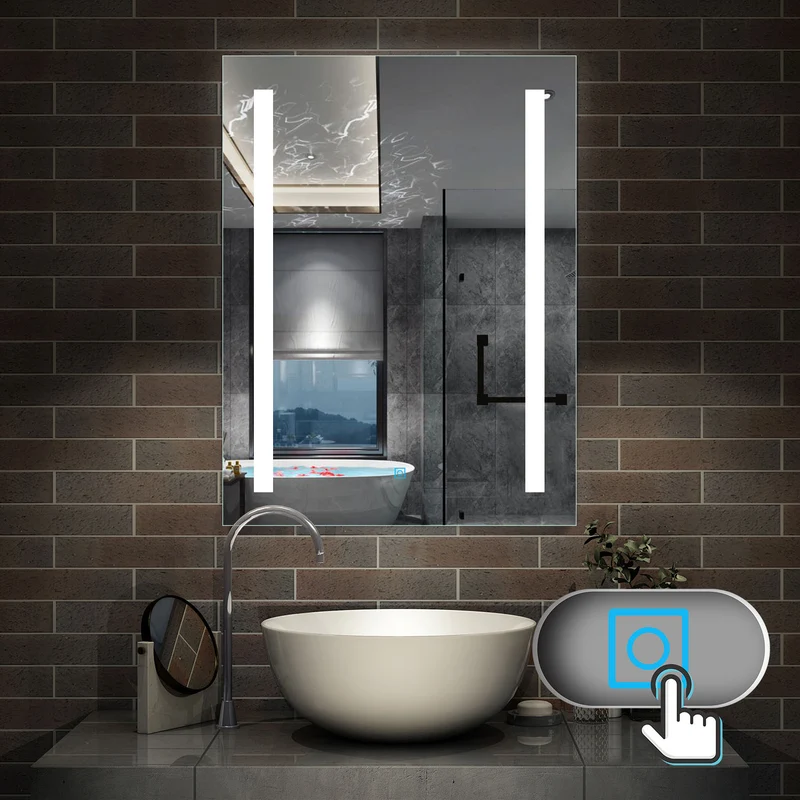 Miroir de salle de bain, Miroir lumineux LED avec anti-buée 45cm 50cm 60cm