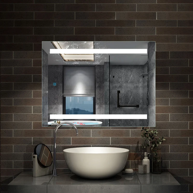 Miroir de salle de bain, Miroir lumineux LED avec anti-buée 45cm 50cm 60cm