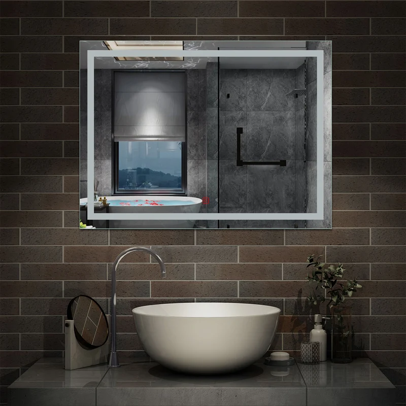 Miroir mural de salle de bain, illumination LED, éclairage intégré Blanc Froid/Anti-buée