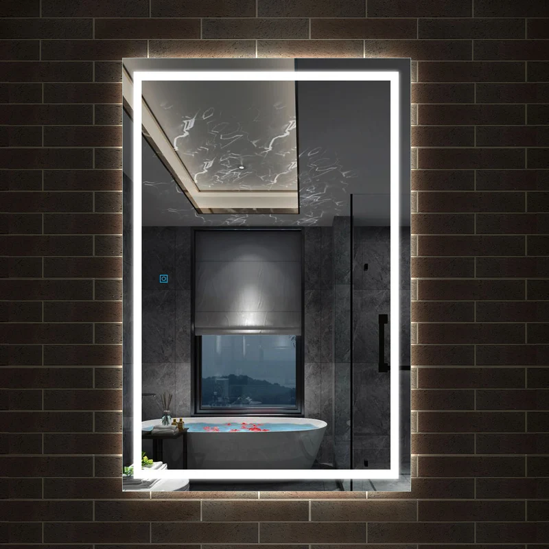 Miroir mural de salle de bain, illumination LED, éclairage intégré Blanc Froid/Anti-buée