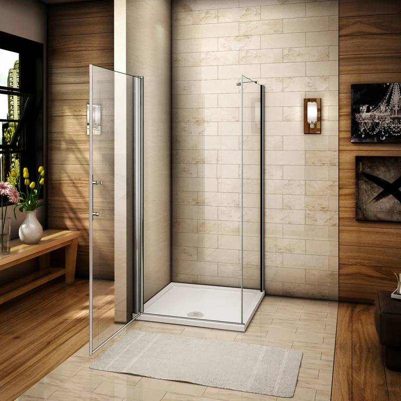 Aica porte de douche pivotante et paroi de douche et barre de fixation