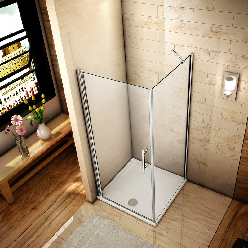 Aica porte de douche pivotante et paroi de douche et barre de fixation