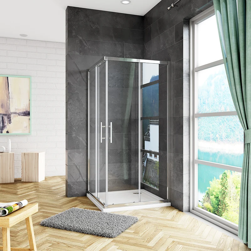 Aica cabine de douche accaccès d'angle, cabine de douche carré porte de douche coulissante, 80x80 / 90x90cm