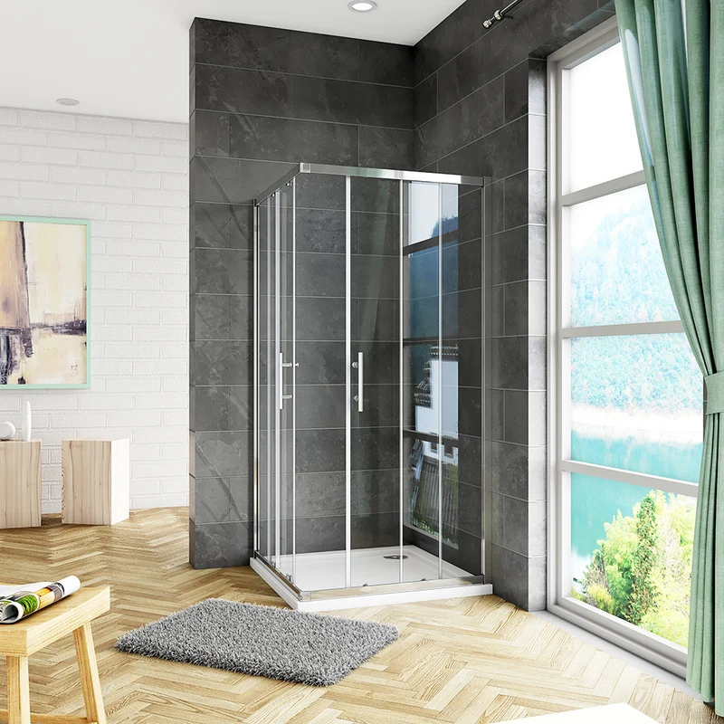 Aica cabine de douche accaccès d'angle, cabine de douche carré porte de douche coulissante, 80x80 / 90x90cm