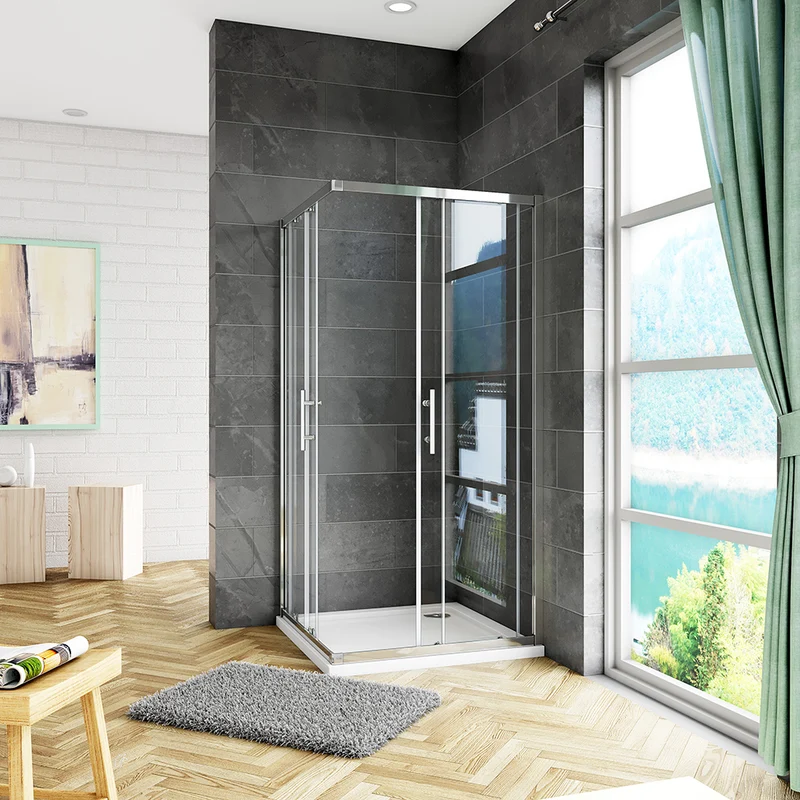 Aica cabine de douche accaccès d'angle, cabine de douche carré porte de douche coulissante, 80x80 / 90x90cm