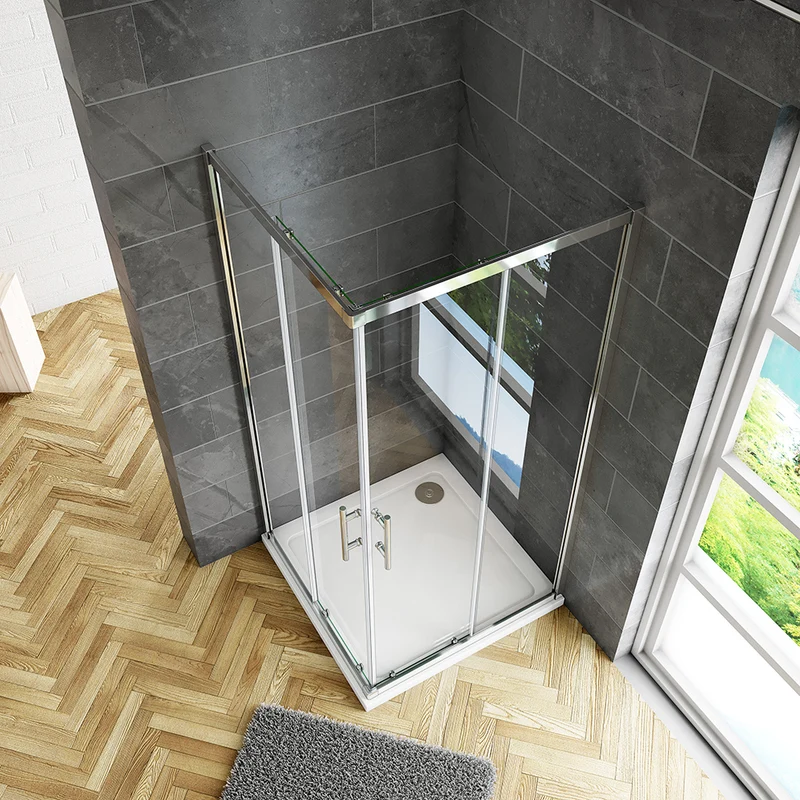 Aica cabine de douche accaccès d'angle, cabine de douche carré porte de douche coulissante, 80x80 / 90x90cm