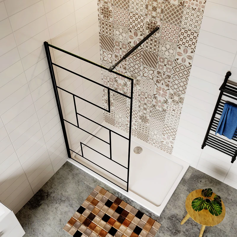 Aica paroi de douche à l'italienne 70-140x200cm 8mm verre anticalcaire avec barre de fixation extensible style moderne