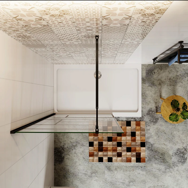 Aica paroi de douche à l'italienne 70-140x200cm 8mm verre anticalcaire avec barre de fixation extensible style moderne