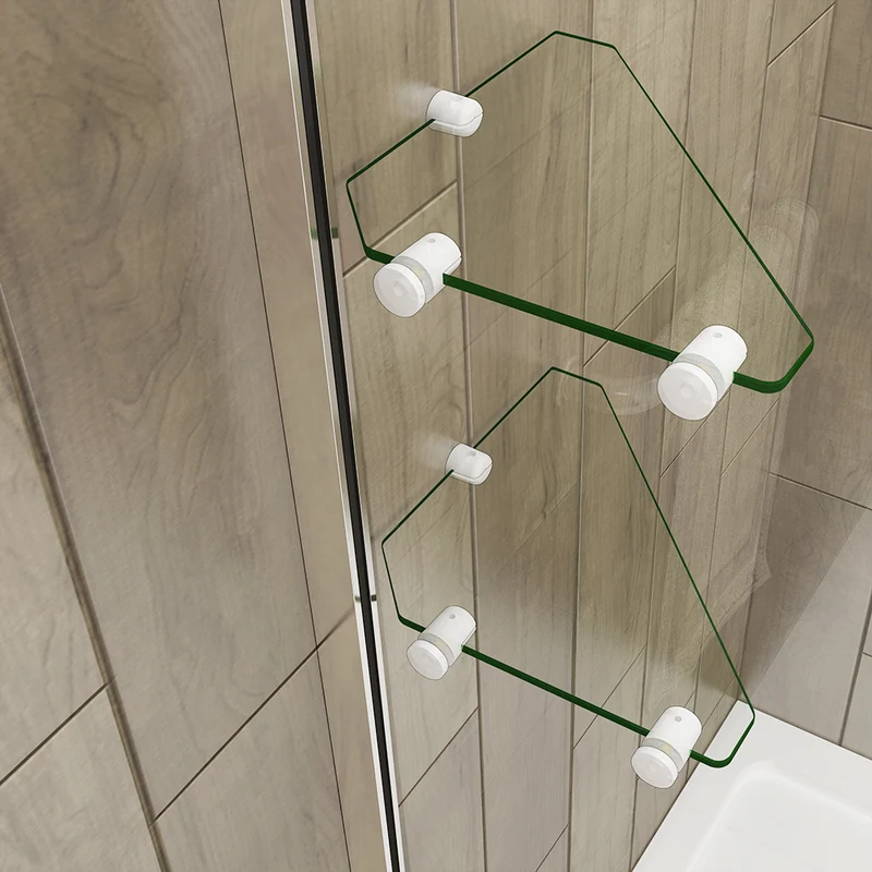 Aica paroide douche Hauteur 200cm paroi de douche à l'italienne avec 2 étagères en verre securit