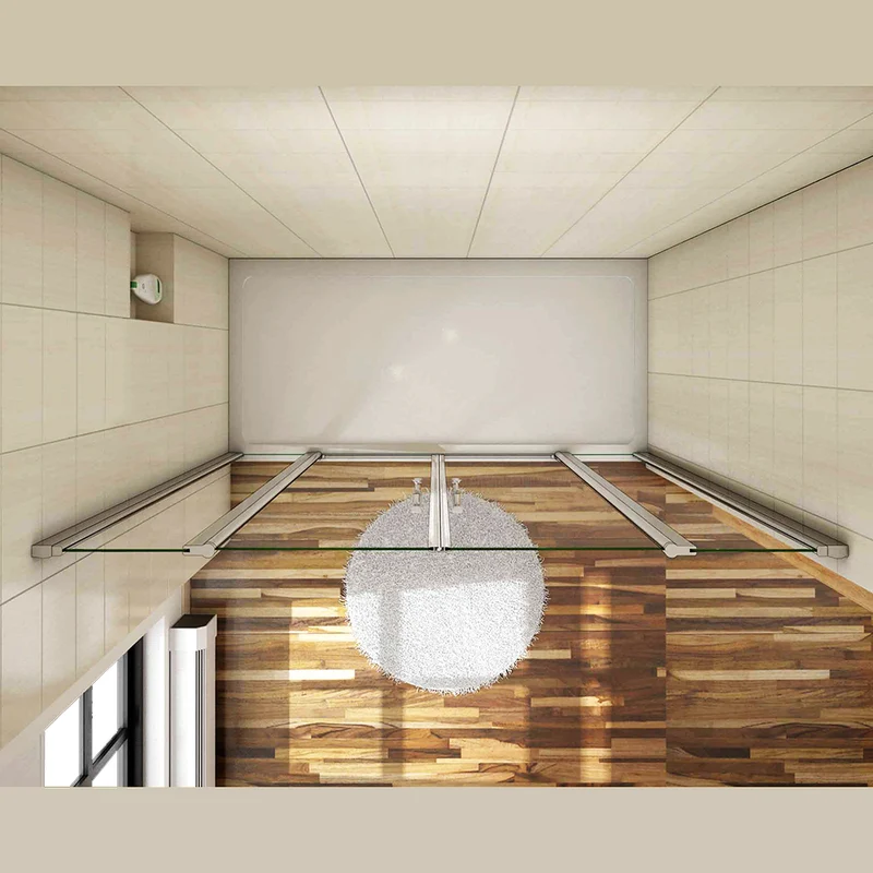 Aica porte de douche battante 135-180cm porte battante avec 2 éléments fixes en 6mm verre anticalcaire
