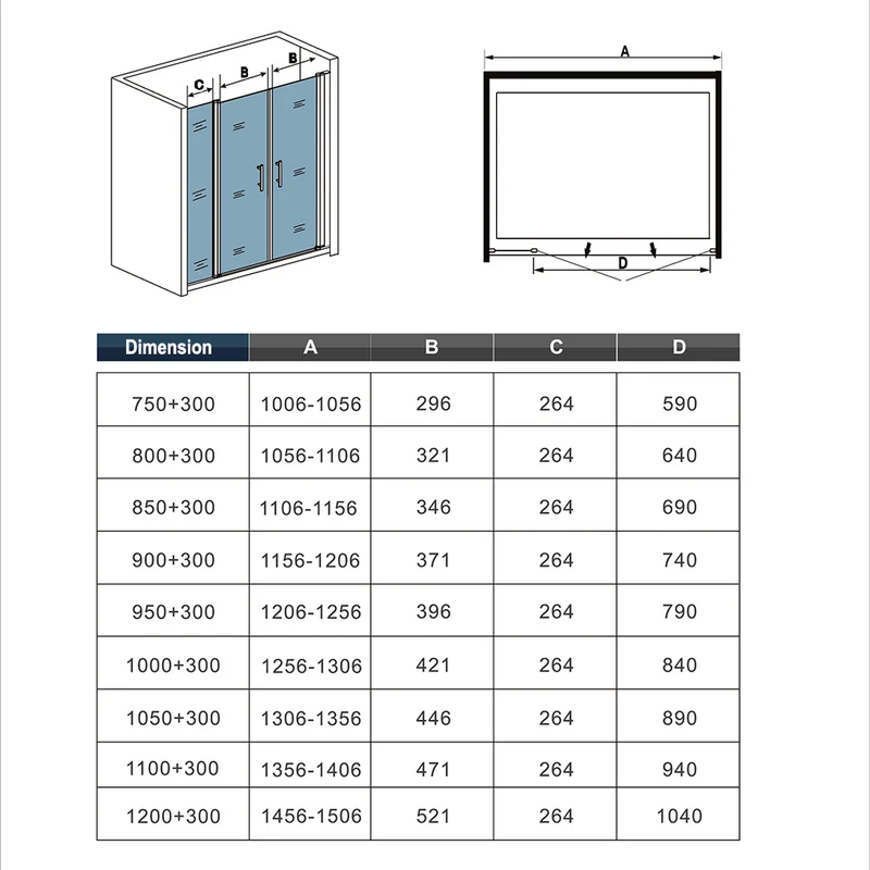 Aica porte de douche battante 105-150 x 187/197 cm porte battante avec 1 élément fixe en 6mm verre anticalcaire