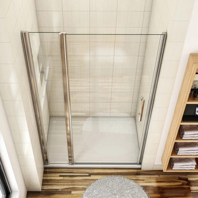 Aica porte de douche pivotante 100-130 x 187/197cm porte de douche avec 1 élément fixe en 6mm verre anticalcaire