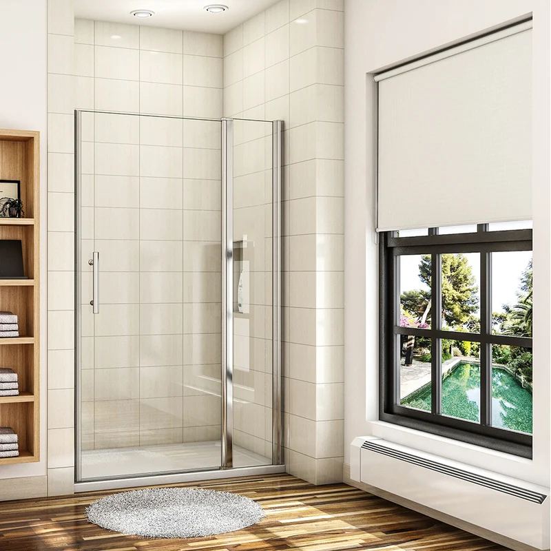 Aica porte de douche pivotante 100-130 x 187/197cm porte de douche avec 1 élément fixe en 6mm verre anticalcaire