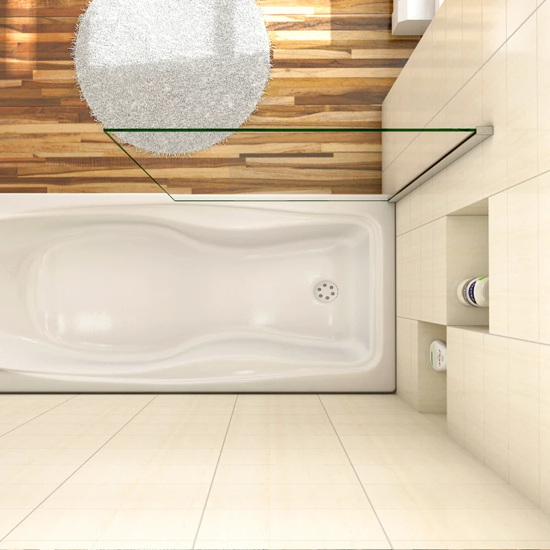 AICA écran de baignoire 40/70x130cm pare-baignoire fixé en 5mm verre anticalcaire
