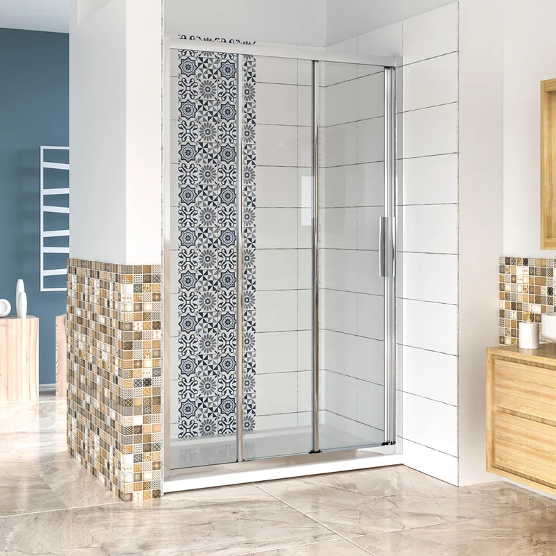 AICA porte de douche 3 volets 120/140x195cm porte de douche coulissante en verre anticalcaire