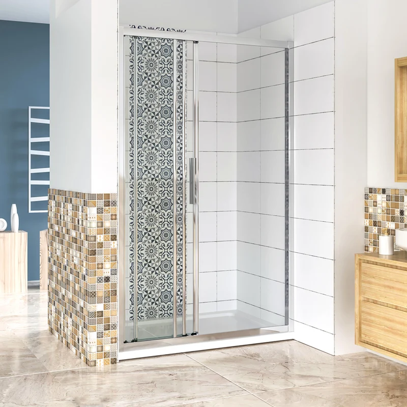 AICA porte de douche 3 volets 120/140x195cm porte de douche coulissante en verre anticalcaire