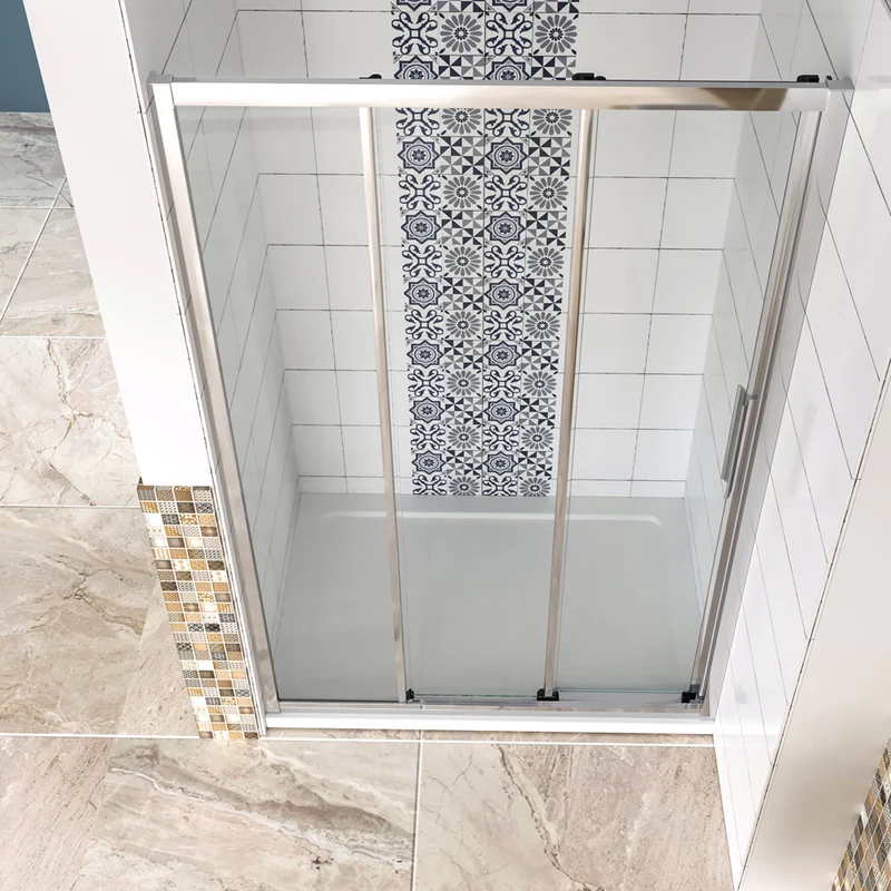 AICA porte de douche 3 volets 120/140x195cm porte de douche coulissante en verre anticalcaire