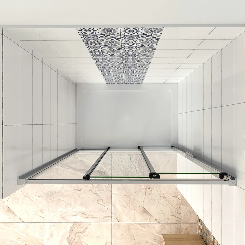 AICA porte de douche 3 volets 120/140x195cm porte de douche coulissante en verre anticalcaire