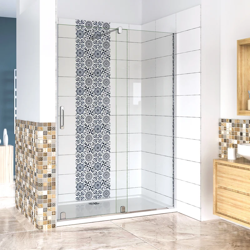 AICA porte de douche coulissante H 190cm en 8mm verre anticalcaire installation en niche