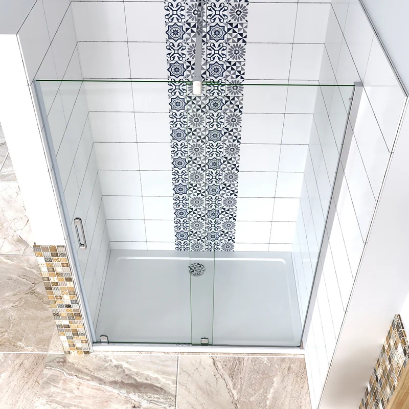 AICA porte de douche coulissante H 190cm en 8mm verre anticalcaire installation en niche