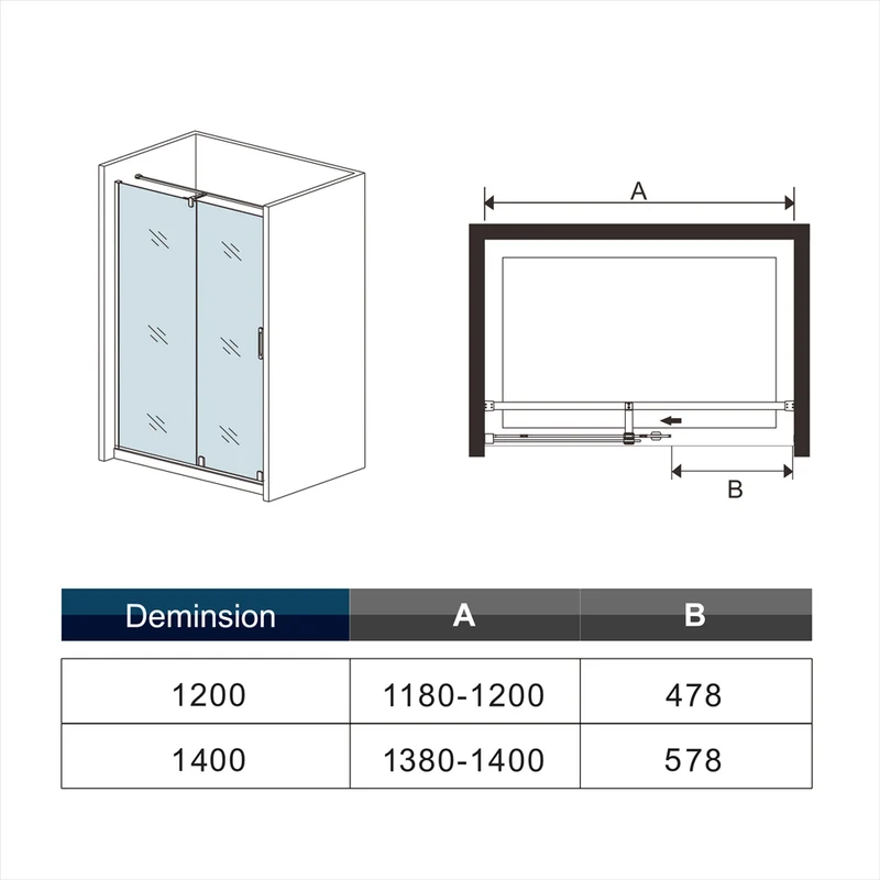 AICA porte de douche coulissante H 190cm en 8mm verre anticalcaire installation en niche