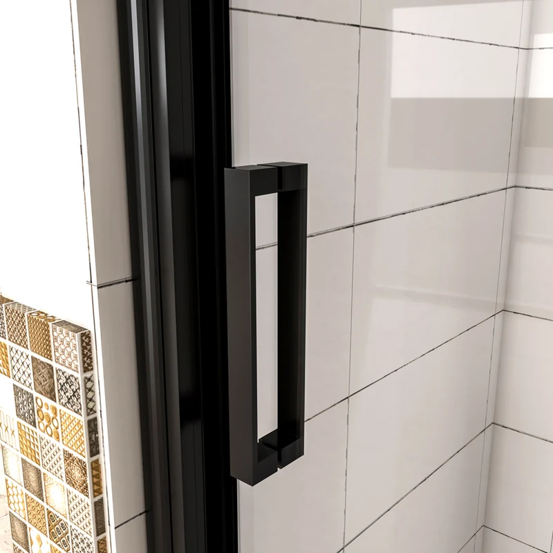 Aica porte de douche noir mat 100-160 x195cm porte de douche avec l'amortisseur porte coulissante en 8mm verre anticalcaire