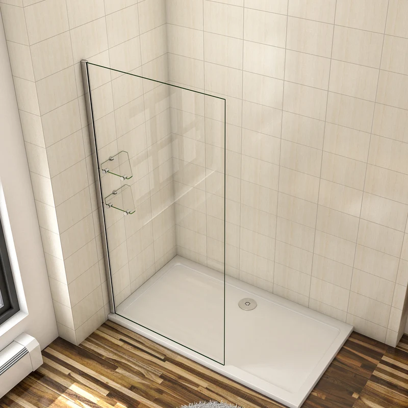 Aica paroide douche Hauteur 190cm paroi de douche à l'italienne avec 2 étagères en verre securit