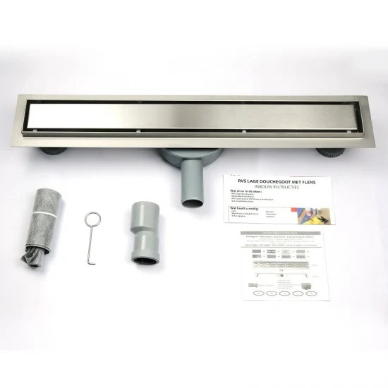 Caniveau de Douche Italienne en Inox Modèle 2en1+360° à Carreler Plat 50-90cm