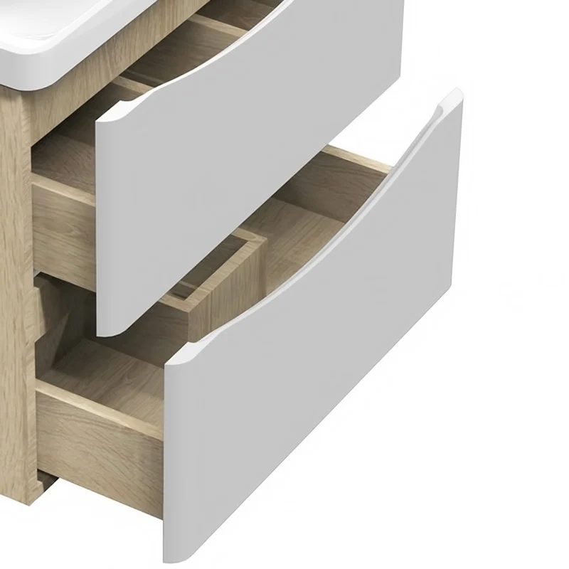 Meuble de salle de bain, Meuble de rangement avec lavabo, Meuble sous vasque suspendu, Blanc et Bois Clair 50cm 60 cm 80cm