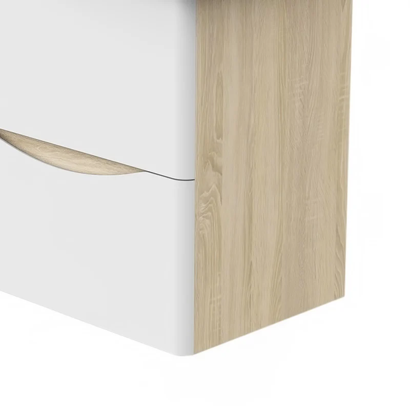 Meuble de salle de bain, Meuble de rangement avec lavabo, Meuble sous vasque suspendu, Blanc et Bois Clair 50cm 60 cm 80cm