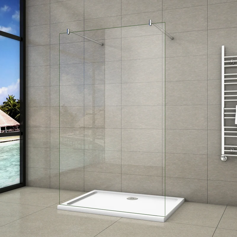 AICA paroi de douche l’ouverture des deux côtés douche à l'italienne avec 2 barres extensibles ronds