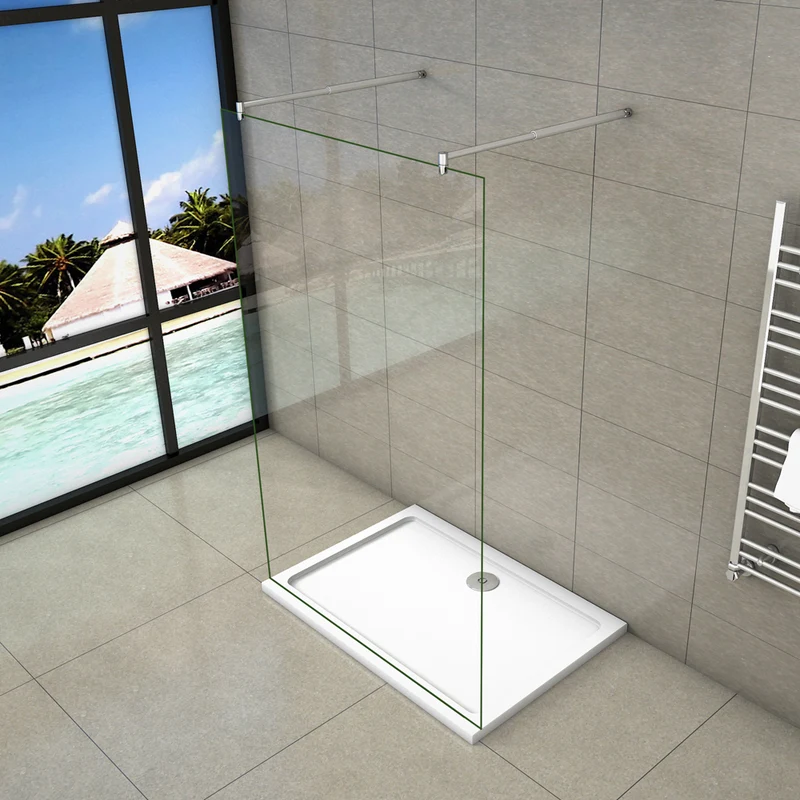 AICA paroi de douche l’ouverture des deux côtés douche à l'italienne avec 2 barres extensibles ronds