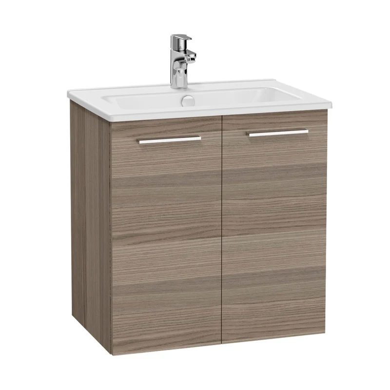 Vitra Mia 600mm Wall Hung 2 Door Washbasin Unit inc Basin - Cordoba