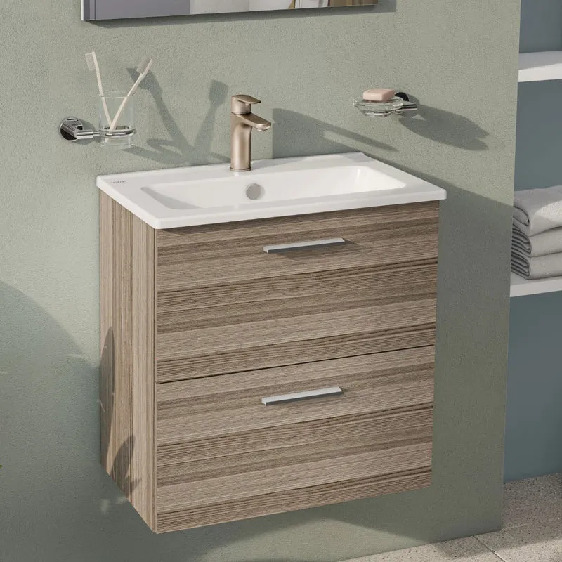 Vitra Mia 600mm Wall Hung 2 Drawer Washbasin Unit inc Basin - Cordoba