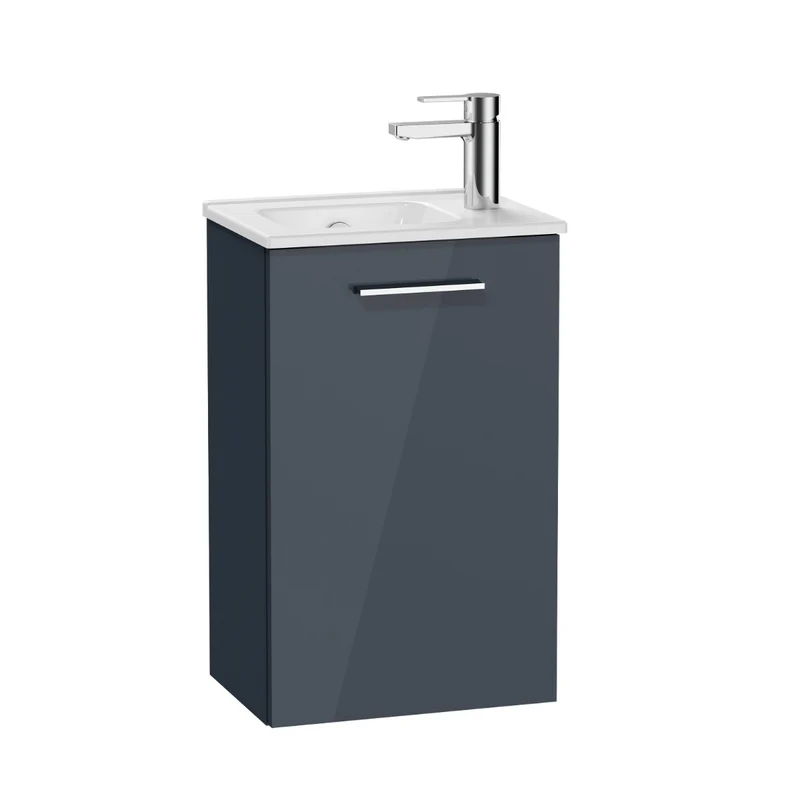 Vitra Mia 400mm Wall Hung 1 Door Washbasin Unit inc Basin - Anthracite