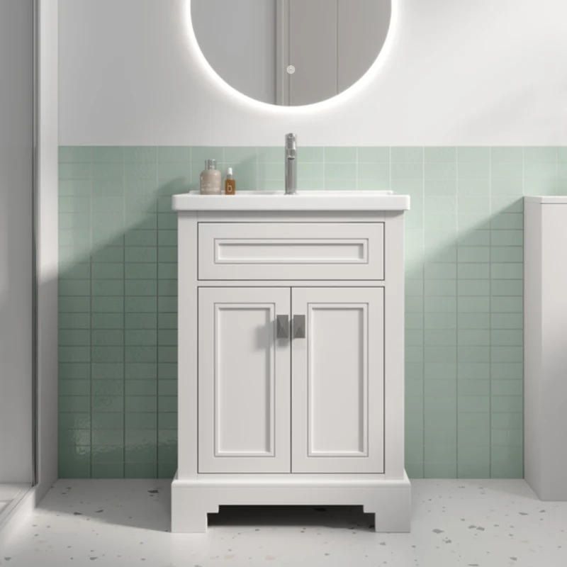 Windsor 600mm Traditional Floor Standing Vanity Unit Inc Basin - Matt White