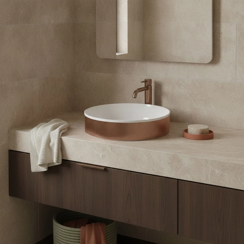Flauto 360mm Countertop Basin - Brushed Bronze