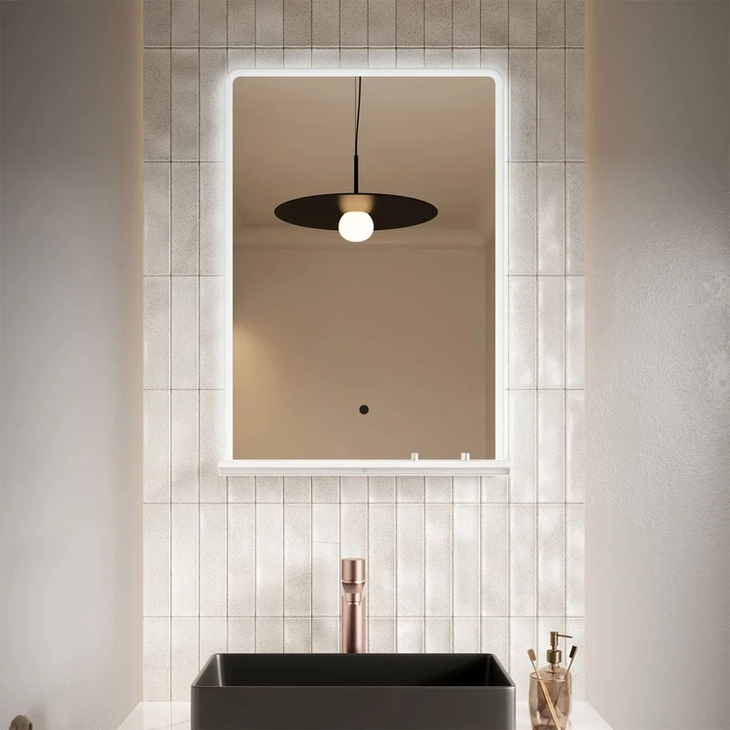Eliseo Ricci Sync 700 x 600mm LED Mirror with Wireless Phone & Toothbrush Charging Shelf